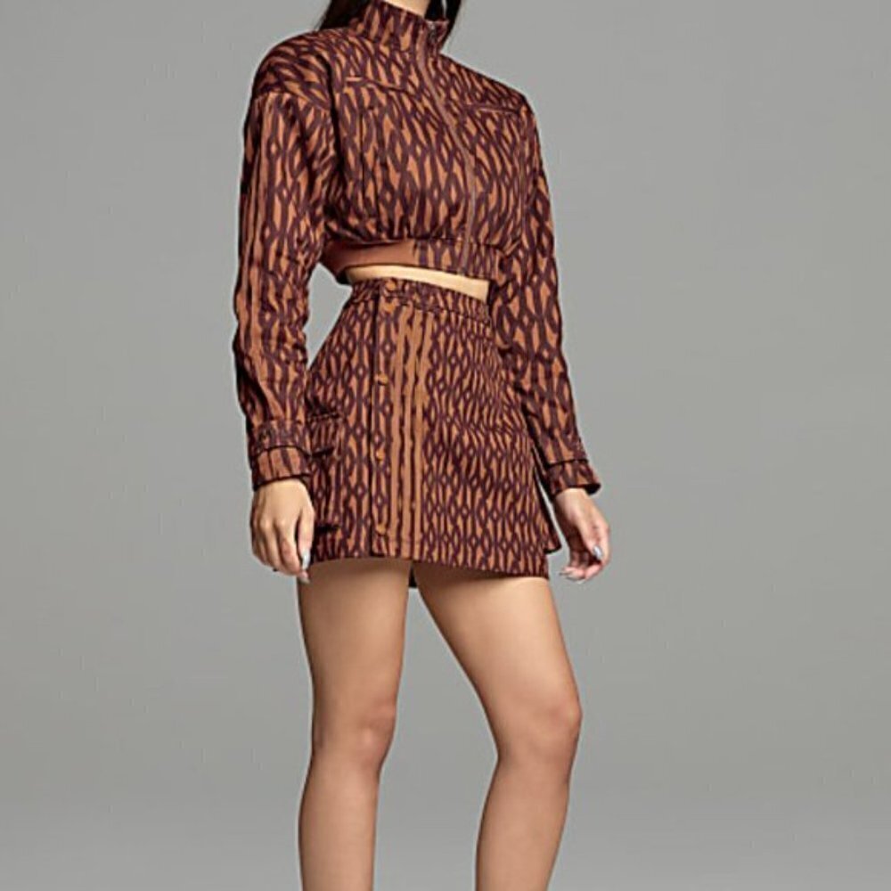 RARE NWT IVY PARK x Adidas Monogram Cargo Mini Skirt Brown Tan Size 1X - Picture 2 of 13